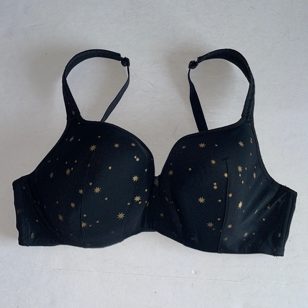 Cacique Black Gold Star Underwire Full Coverage Bra
